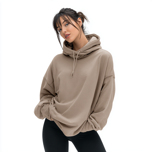 Felpa Con Cappuccio Oversize Con Spalle Scese e Fodera in Pile