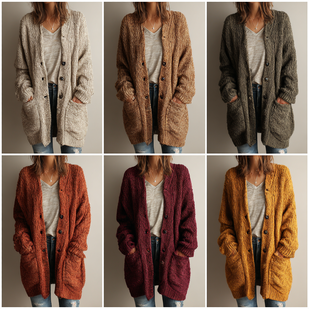 Cardigan a Maniche Lunghe in Morbida Maglia con Bottoni