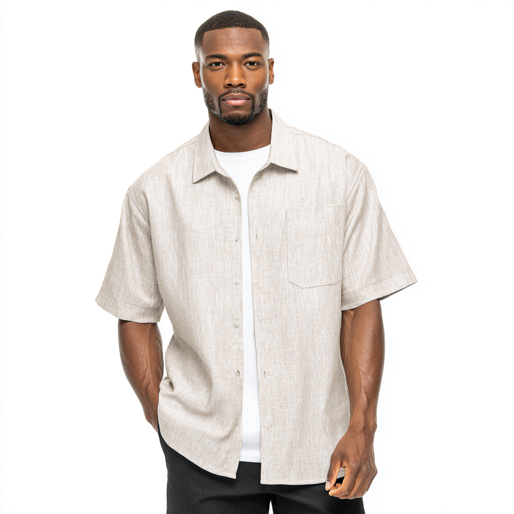 Polo oversize con bottoni effetto lino – Toni neutri per ogni stagione